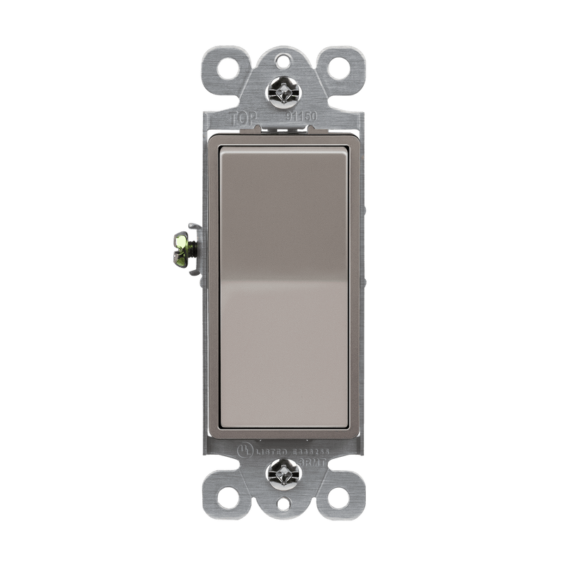 Enerlites Residential Grade AC Quiet Push In Side Wired Single Pole Decorator Switch Nickel  