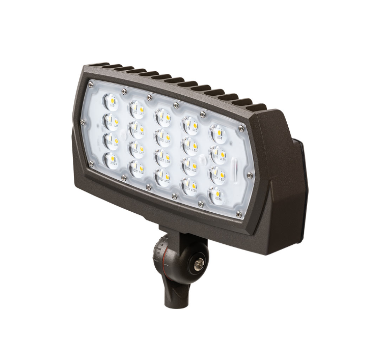 Atlas Lighting 28 Watt Made in the USA LED 120-277V Photocontrol Flood Light Knuckle Mount 4000K   