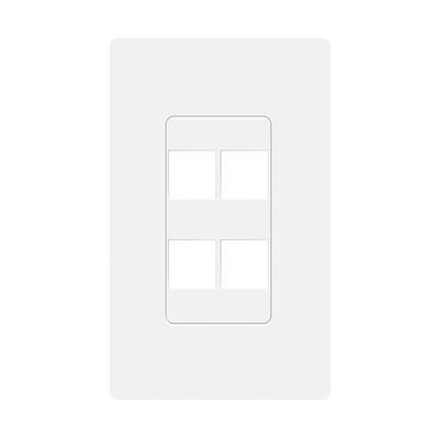 Enerlites Screwless White Keystone 1 Gang 4 Port Wall Plate   