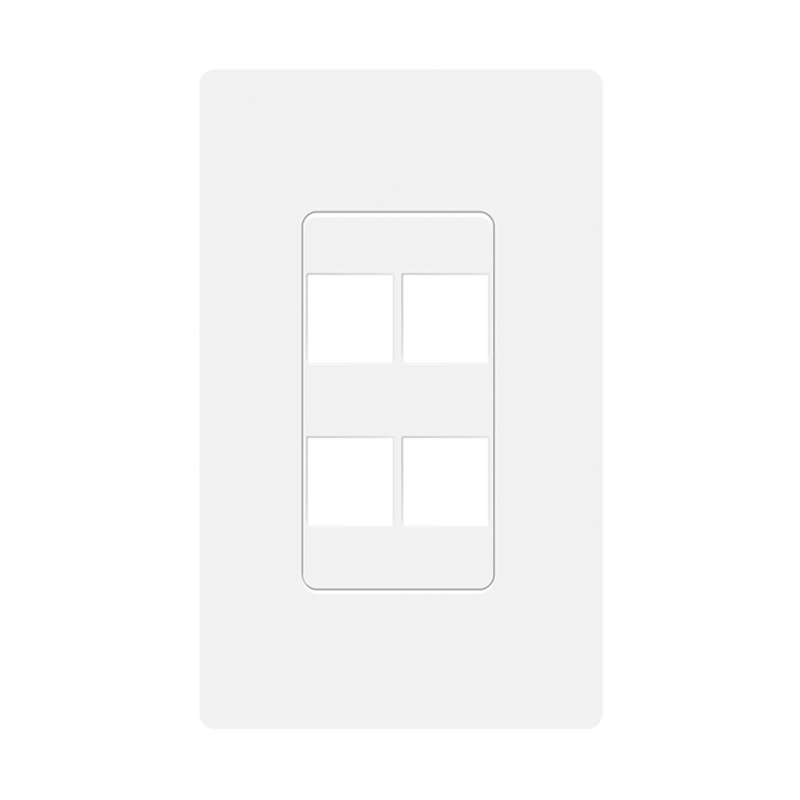 Enerlites Screwless White Keystone 1 Gang 4 Port Wall Plate   