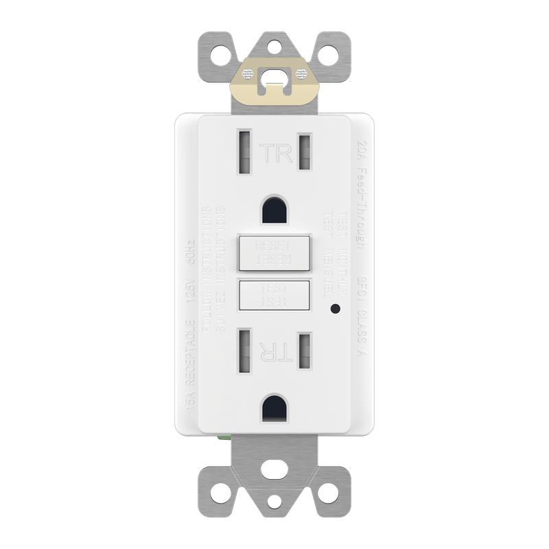 Enerlites 15A Self Grounding GFCI Tamper Resistant Self Testing Outlet With LED Indicator Light