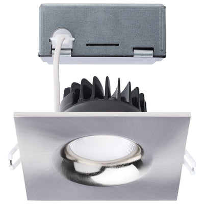 Satco 3-1/2 Inch 10 Watt Square Architectural LED Direct Wire Downlight 2700/3000/3500/4000/5000K Selectable Brushed Nickel