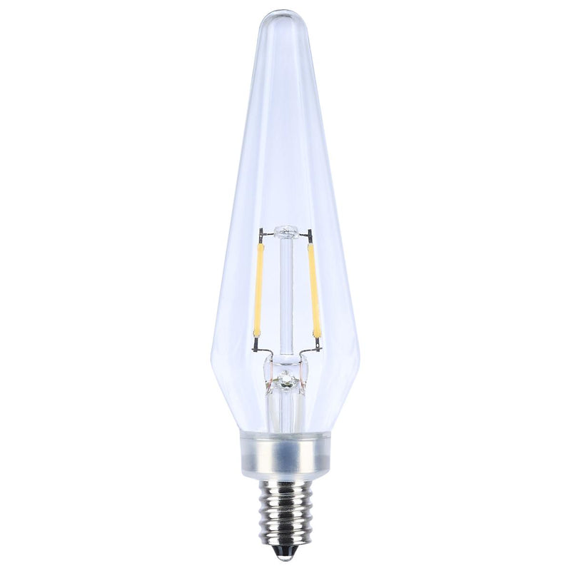 Satco 2 Watt Clear Prismatic HX11 Chandelier Light Bulb 2700K   