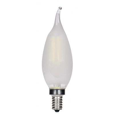 Satco 3.5 Watt Frosted LED Flametip Filament Light Bulb E12 Candelabra Base 2700K   