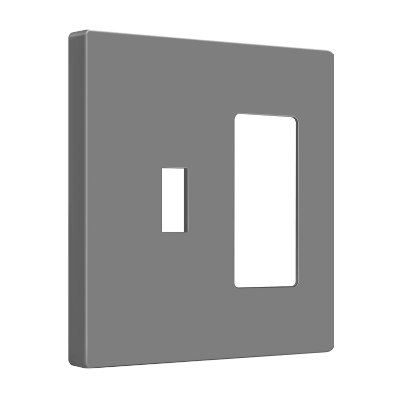 Enerlites Screwless Decorator GFCI and Toggle Two Gang Wall Plate Gray  