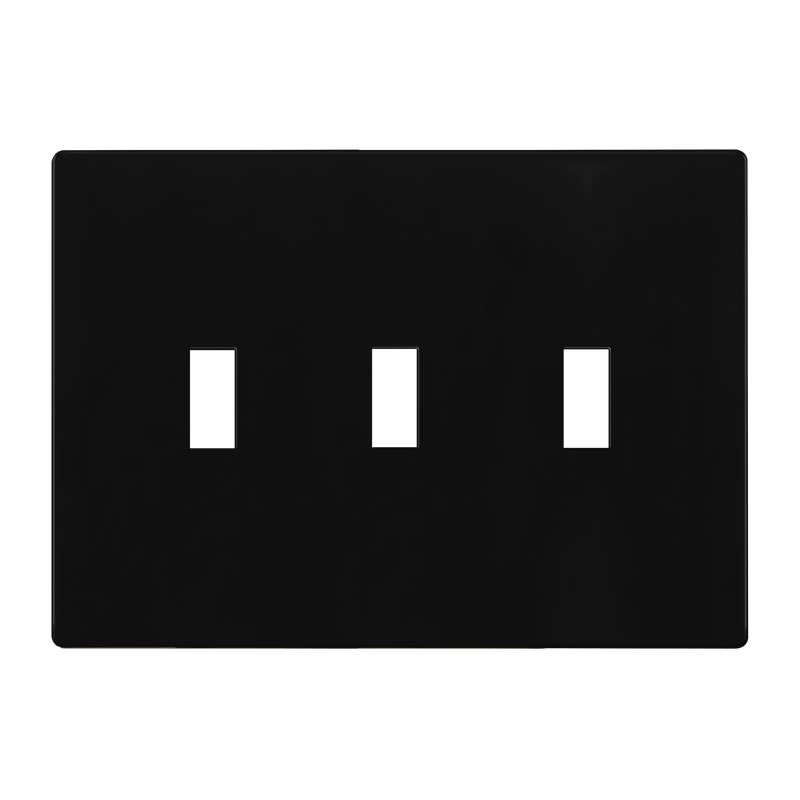 Enerlites Screwless Toggle Three Gang Wall Plate Black  