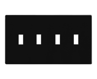 Enerlites Screwless Toggle Four Gang Wall Plate Black  