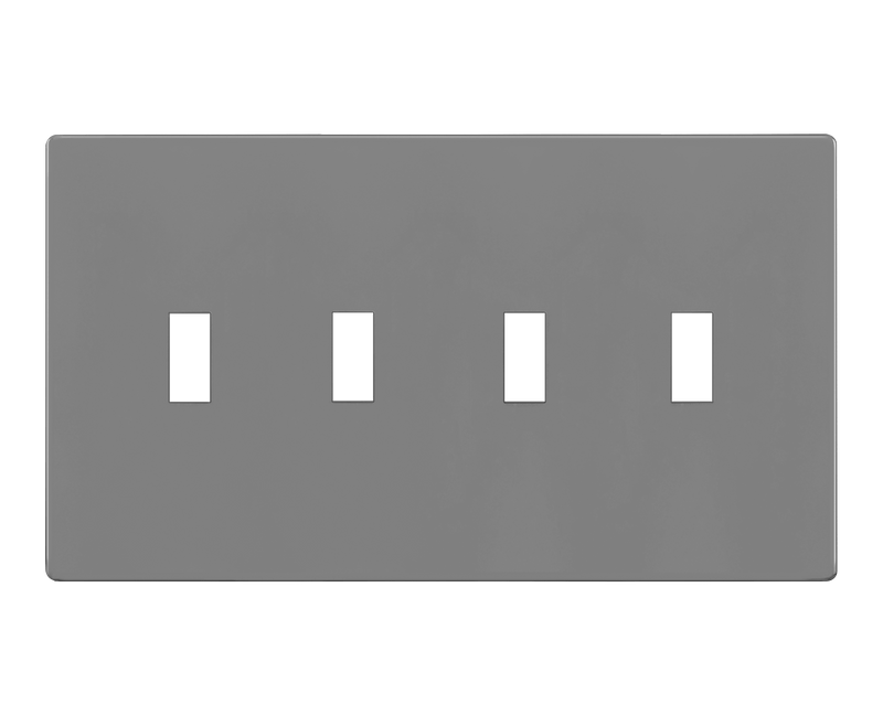 Enerlites Screwless Toggle Four Gang Wall Plate Gray  