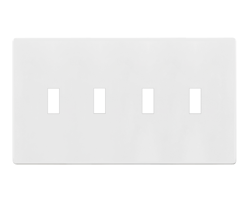 Enerlites Screwless Toggle Four Gang Wall Plate White  