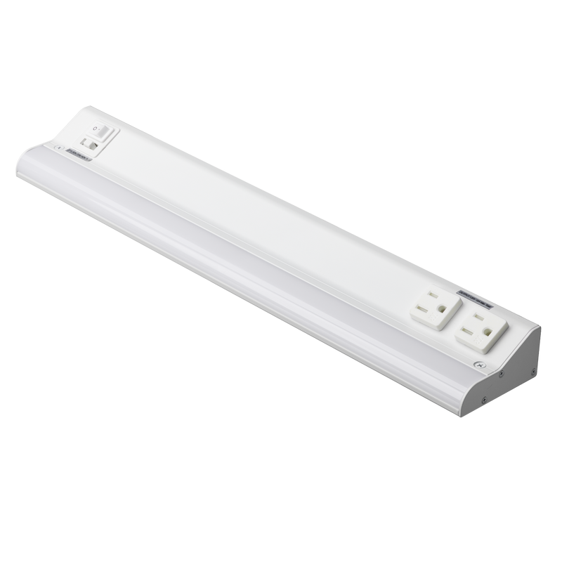 American Lighting 18 Inch 12 Watt Under Cabinet LED Light With Receptacles 2700/3000/3500/4000/5000K Selectable White 