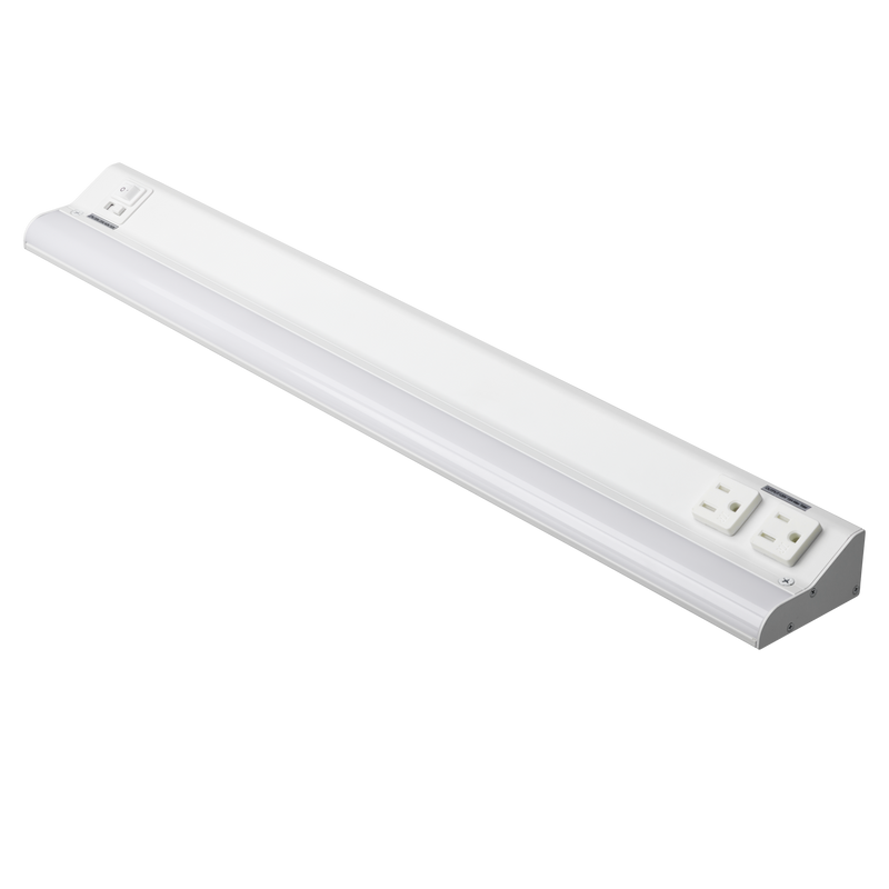 American Lighting 24 Inch 15 Watt Under Cabinet LED Light With Receptacles 2700/3000/3500/4000/5000K Selectable White 