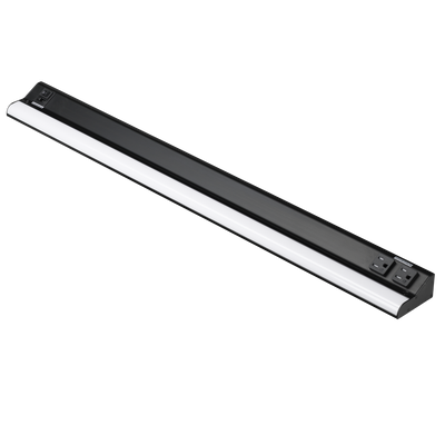 American Lighting 32 Inch 20 Watt Under Cabinet LED Light With Receptacles 2700/3000/3500/4000/5000K Selectable Black 