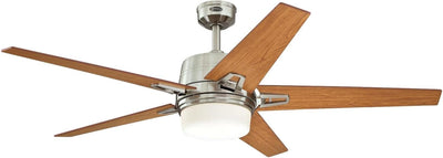 Westinghouse Lighting Zephyr 56 Inch Reversible Five Blade Indoor Ceiling Fan Brushed Nickel Finish With Dimmable LED Light Kit