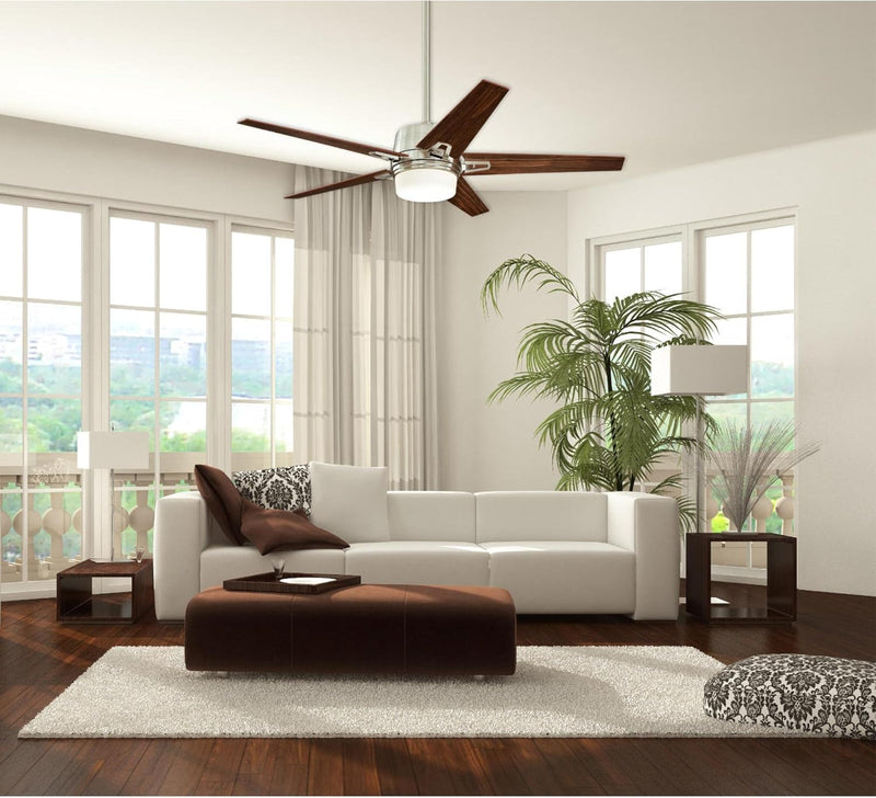 Westinghouse Lighting Zephyr 56 Inch Reversible Five Blade Indoor Ceiling Fan Brushed Nickel Finish With Dimmable LED Light Kit