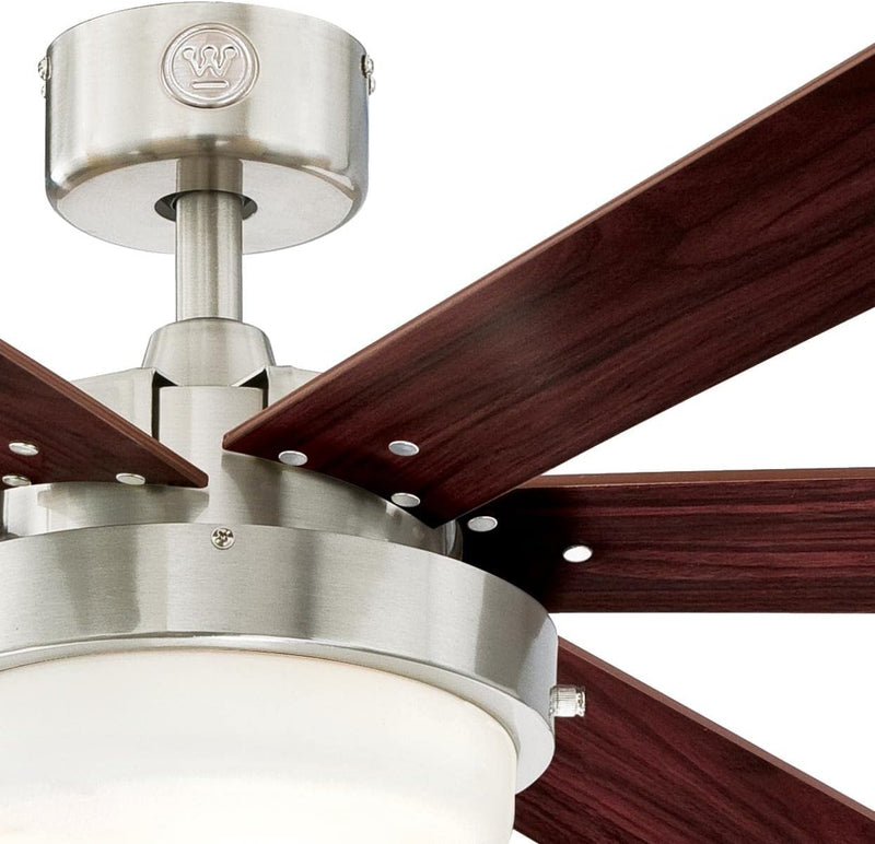 Westinghouse Lighting Alloy II 52 Inch Reversible Six Blade Indoor Ceiling Fan Brushed Nickel Finish With LED Light Kit