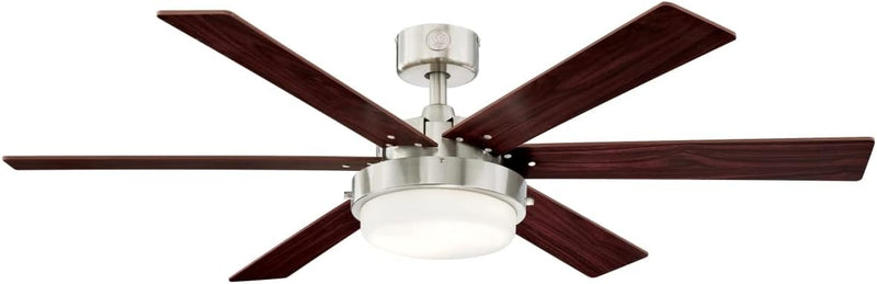 Westinghouse Lighting Alloy II 52 Inch Reversible Six Blade Indoor Ceiling Fan Brushed Nickel Finish With LED Light Kit