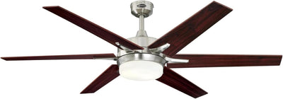 Westinghouse Lighting Cayuga 60 Inch Reversible Six Blade Indoor Ceiling Fan With Dimmable LED Light Kit 6 Blades Brushed Nickel