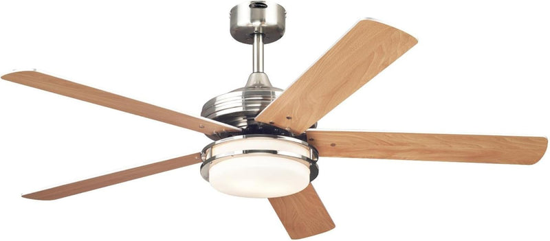 Westinghouse Lighting Castle LED 52 Inch Reversible Five Blade Indoor Ceiling Fan Brushed Nickel Finish With LED Light Kit