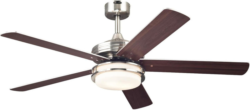 Westinghouse Lighting Castle LED 52 Inch Reversible Five Blade Indoor Ceiling Fan Brushed Nickel Finish With LED Light Kit