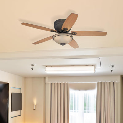 Carolina LED 52 Inch Reversible Five Blade Indoor Ceiling Fan Oil Rubbed Bronze Finish with LED Light Kit