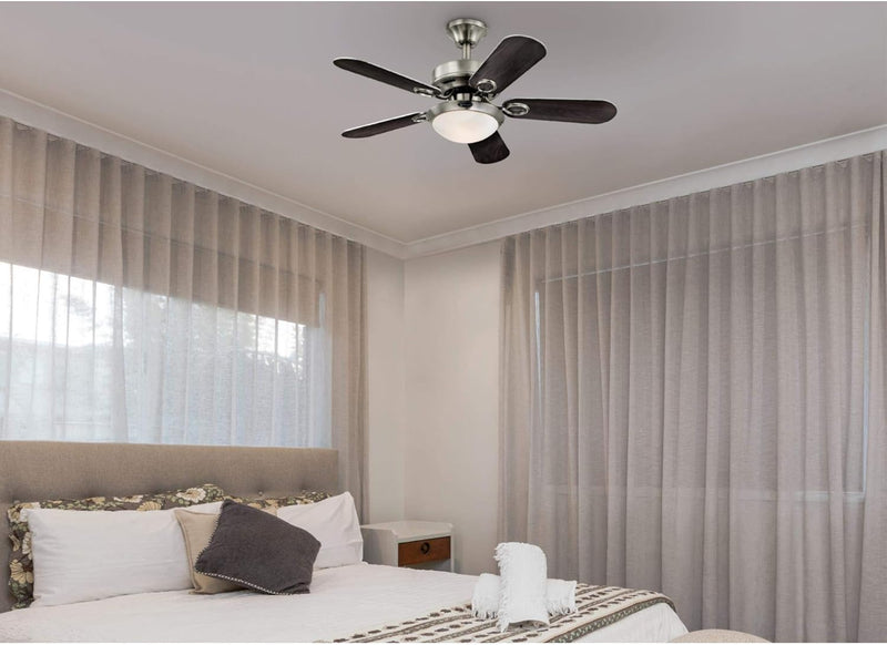 Westinghouse Lighting Cassidy 36 Inch Five Blade Indoor Ceiling Fan Brushed Nickel Finish With Dimmable LED Light Fixture