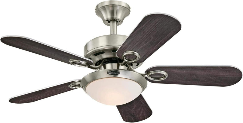 Westinghouse Lighting Cassidy 36 Inch Five Blade Indoor Ceiling Fan Brushed Nickel Finish With Dimmable LED Light Fixture