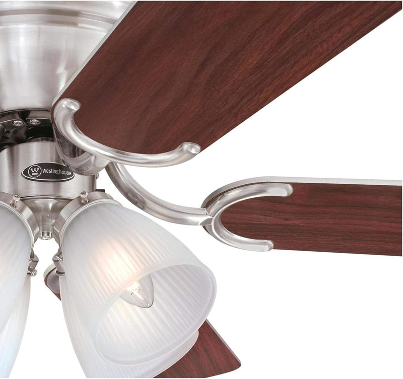 Contempra IV 52 Inch Five Blade Indoor Ceiling Fan With Dimmable LED Light Fixture