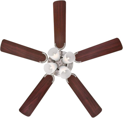 Contempra IV 52 Inch Five Blade Indoor Ceiling Fan With Dimmable LED Light Fixture