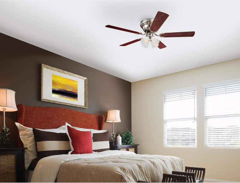 Contempra IV 52 Inch Five Blade Indoor Ceiling Fan With Dimmable LED Light Fixture