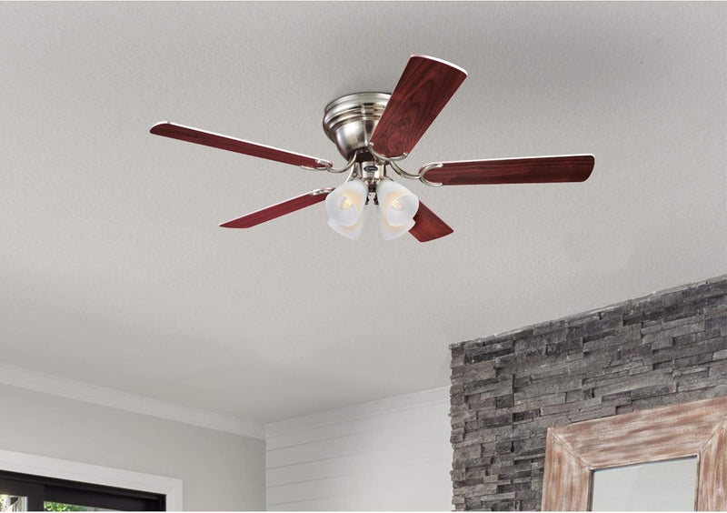 Contempra IV 52 Inch Five Blade Indoor Ceiling Fan With Dimmable LED Light Fixture