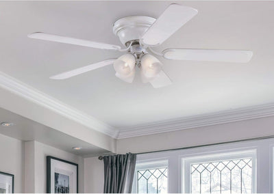 Contempra IV 52 Inch Five Blade Indoor Ceiling Fan With Dimmable LED Light Fixture