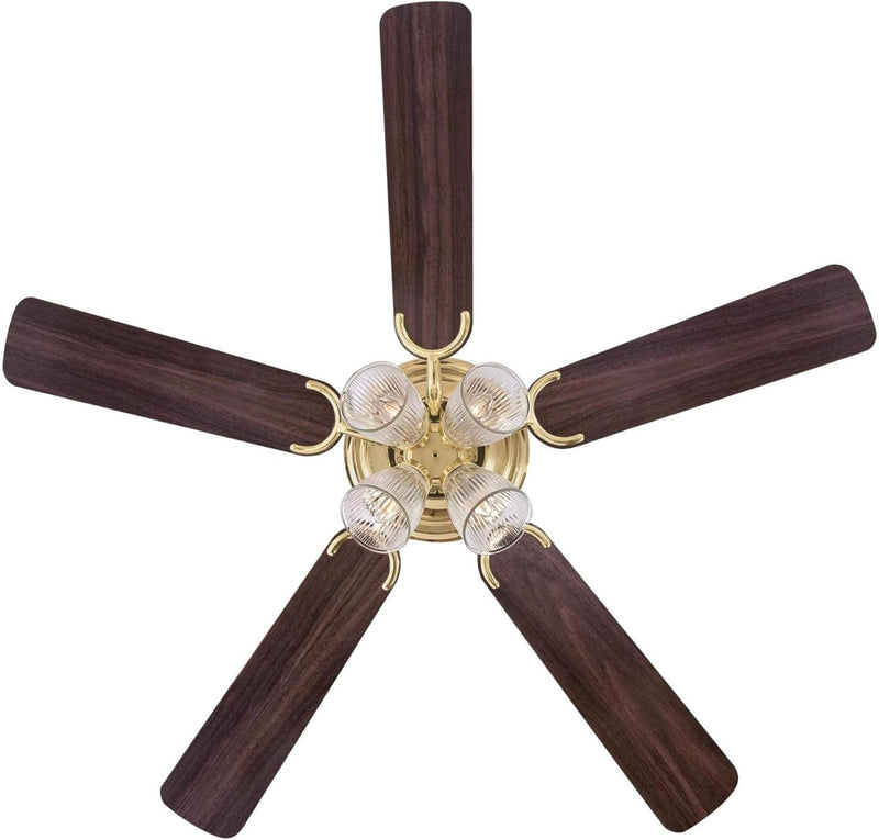 Contempra IV 52 Inch Five Blade Indoor Ceiling Fan With Dimmable LED Light Fixture