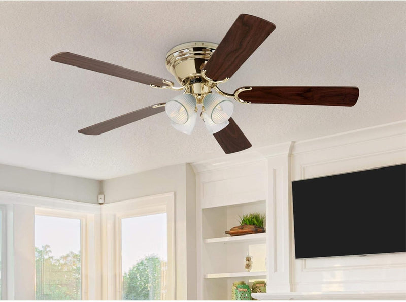 Contempra IV 52 Inch Five Blade Indoor Ceiling Fan With Dimmable LED Light Fixture