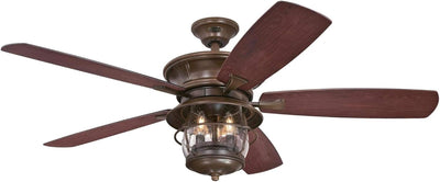 Westinghouse Lighting Brentford 52 Inch Five Blade Indoor/Outdoor Ceiling Fan Aged Walnut Finish with Dimmable LED Light Fixture