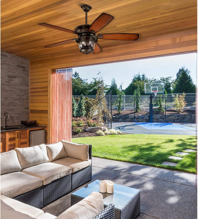 Westinghouse Lighting Brentford 52 Inch Five Blade Indoor/Outdoor Ceiling Fan Aged Walnut Finish with Dimmable LED Light Fixture