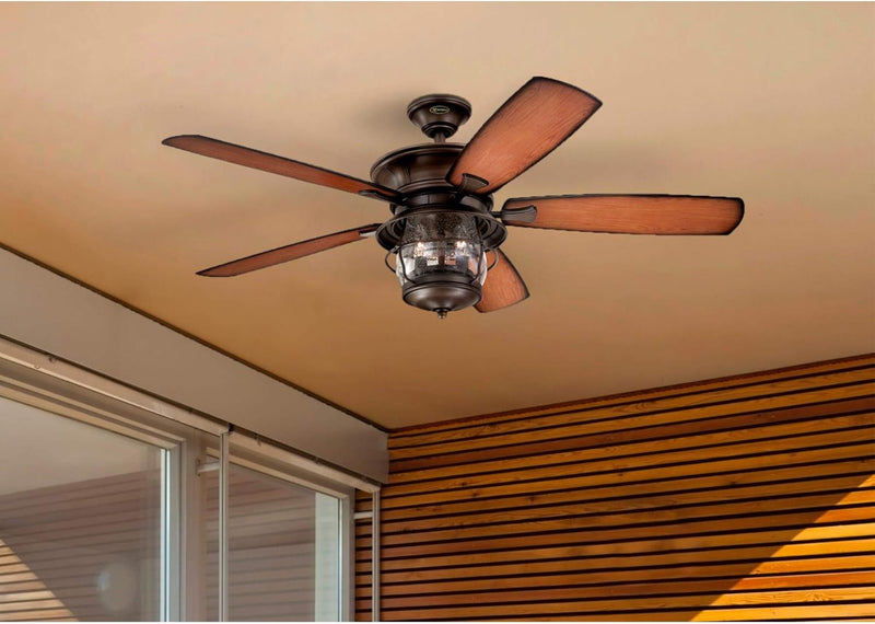 Westinghouse Lighting Brentford 52 Inch Five Blade Indoor/Outdoor Ceiling Fan Aged Walnut Finish with Dimmable LED Light Fixture