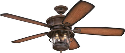 Westinghouse Lighting Brentford 52 Inch Five Blade Indoor/Outdoor Ceiling Fan Aged Walnut Finish with Dimmable LED Light Fixture