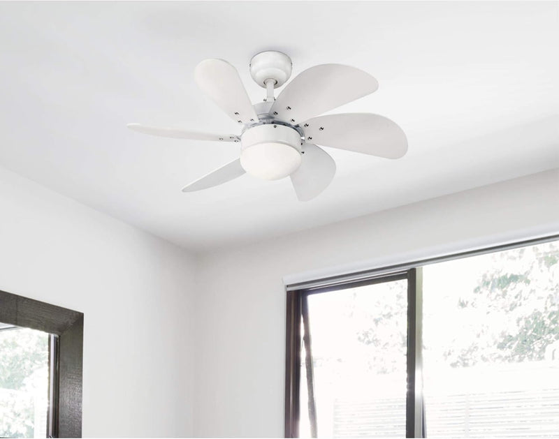 Westinghouse Lighting Turbo Swirl 30 Inch Six Blade Indoor Ceiling Fan With Dimmable LED Light Fixture