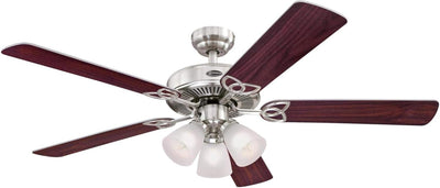 Westinghouse Lighting Vintage 52 Inch Five Blade Indoor Ceiling Fan With Dimmable LED Light Fixture 5 Blades Brushed Nickel