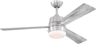 Westinghouse Lighting Brinley 52 Inch Three Blade Indoor Ceiling Fan Brushed Nickel Finish With Dimmable LED Light Fixture