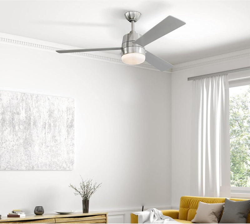 Westinghouse Lighting Brinley 52 Inch Three Blade Indoor Ceiling Fan Brushed Nickel Finish With Dimmable LED Light Fixture