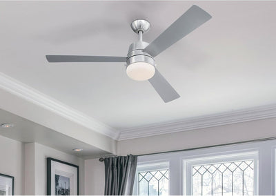 Westinghouse Lighting Brinley 52 Inch Three Blade Indoor Ceiling Fan Brushed Nickel Finish With Dimmable LED Light Fixture