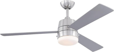 Westinghouse Lighting Brinley 52 Inch Three Blade Indoor Ceiling Fan Brushed Nickel Finish With Dimmable LED Light Fixture