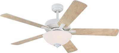 Westinghouse Lighting Albert 52 Inch Five Blade Indoor Ceiling Fan White Finish With LED Light Fixture